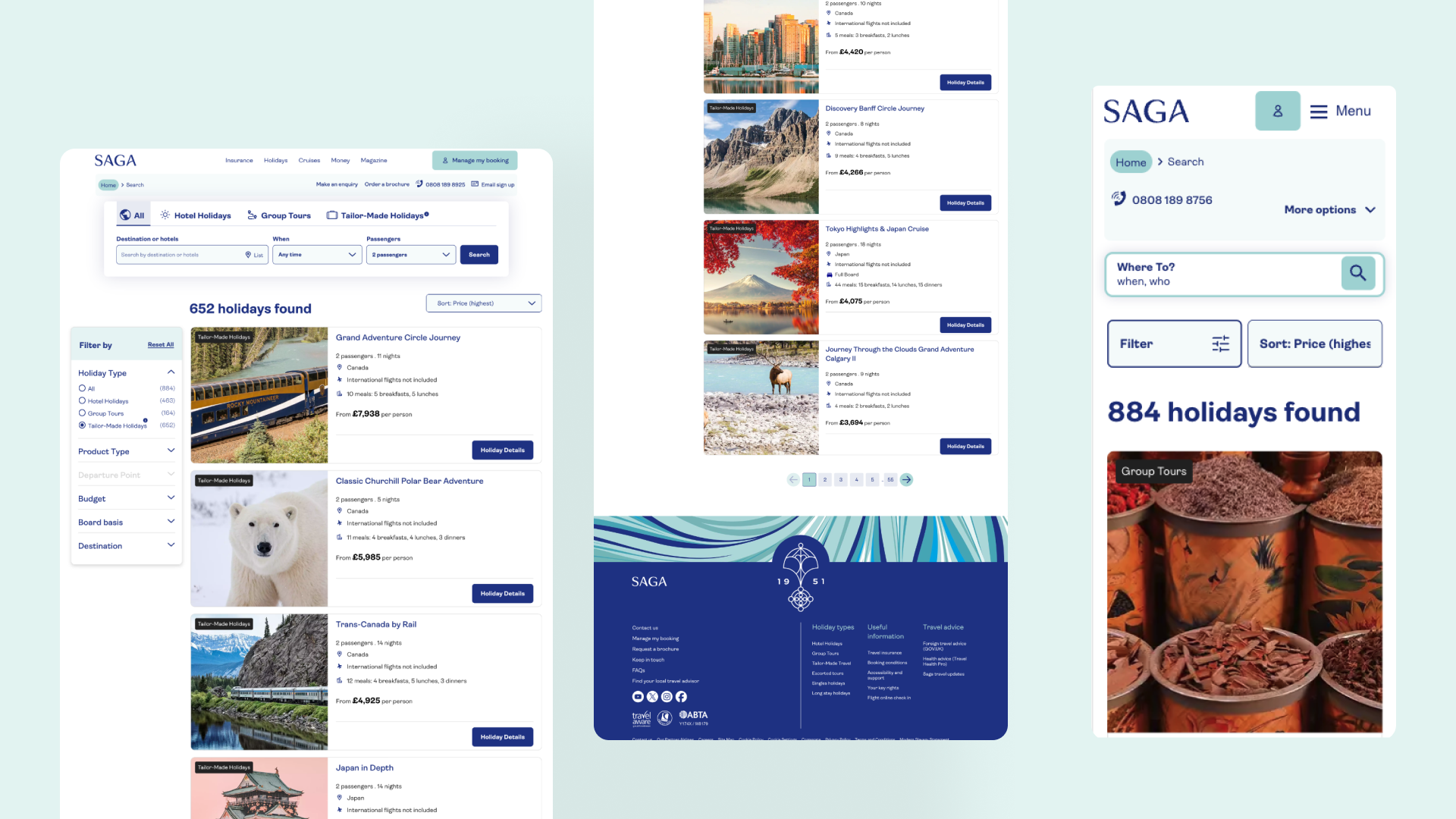Designs for the Search results page on desktop and mobile
