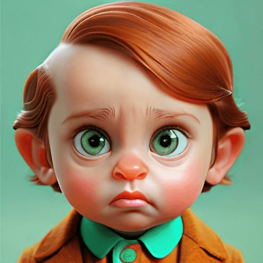 cartoon young boy with red hair wearing a suit