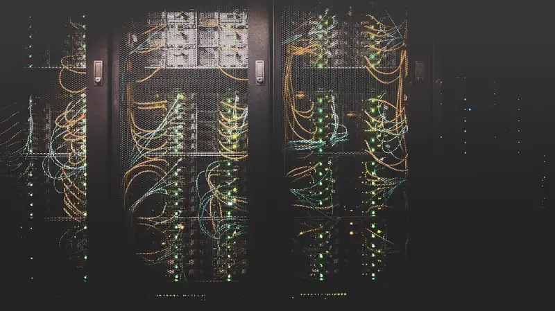 cabinet full of computer servers