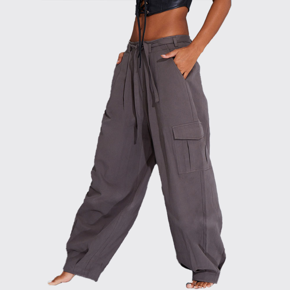Black Baggy Low Rise 90'S Cargo Trousers