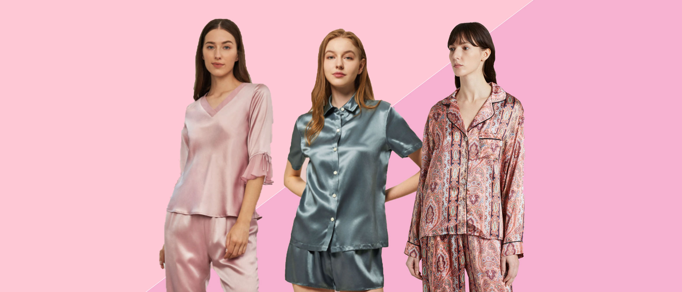 Best Silk Pajamas for Women Blush Long Pink Silk Pajamas Set Luxury Silk  Sleepwear