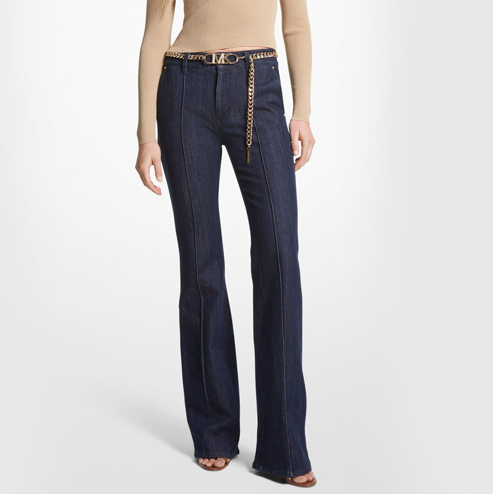 Buy River Island Blue High Rise Tummy Hold Flared Jeans from the