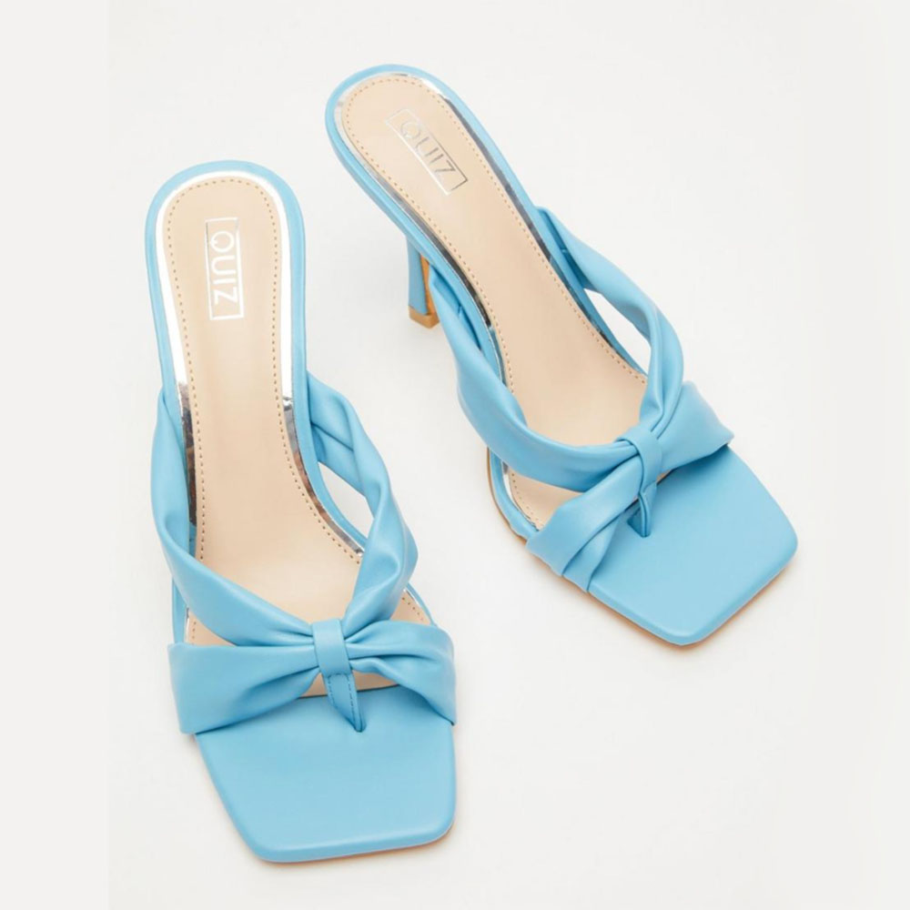 quiz blue mule heeled sandals