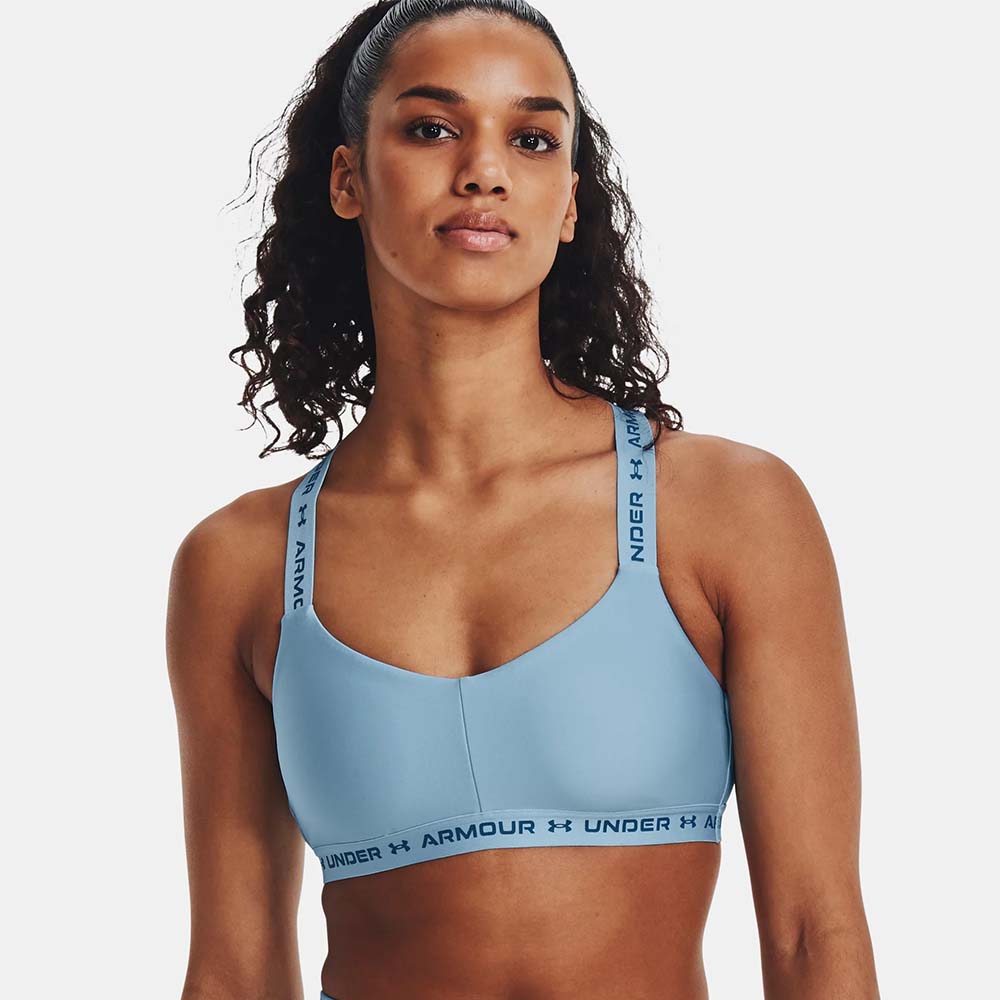 Low Impact Lycra Fabric Yoga Bra With Cross Back Support And