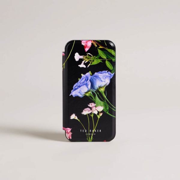 Coque Pour Iphone 13 Et 14 À Imprimé Floral Akivao Avec Un Miroir À L'Intérieur