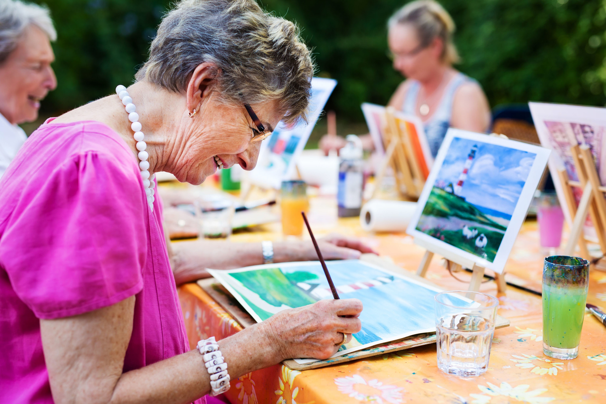 A woman painting