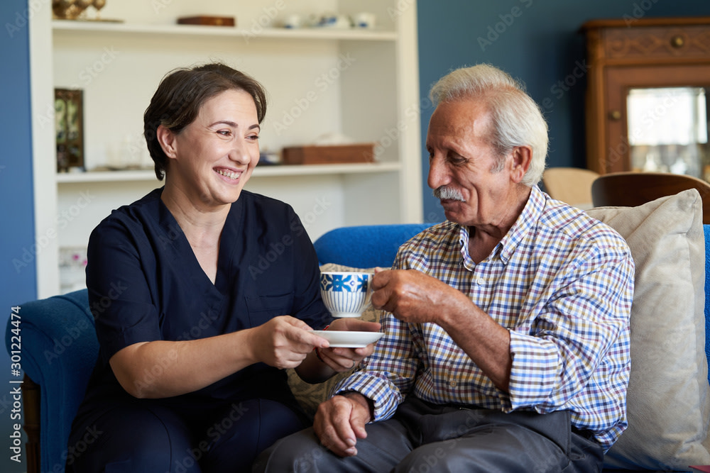 Two people smiling