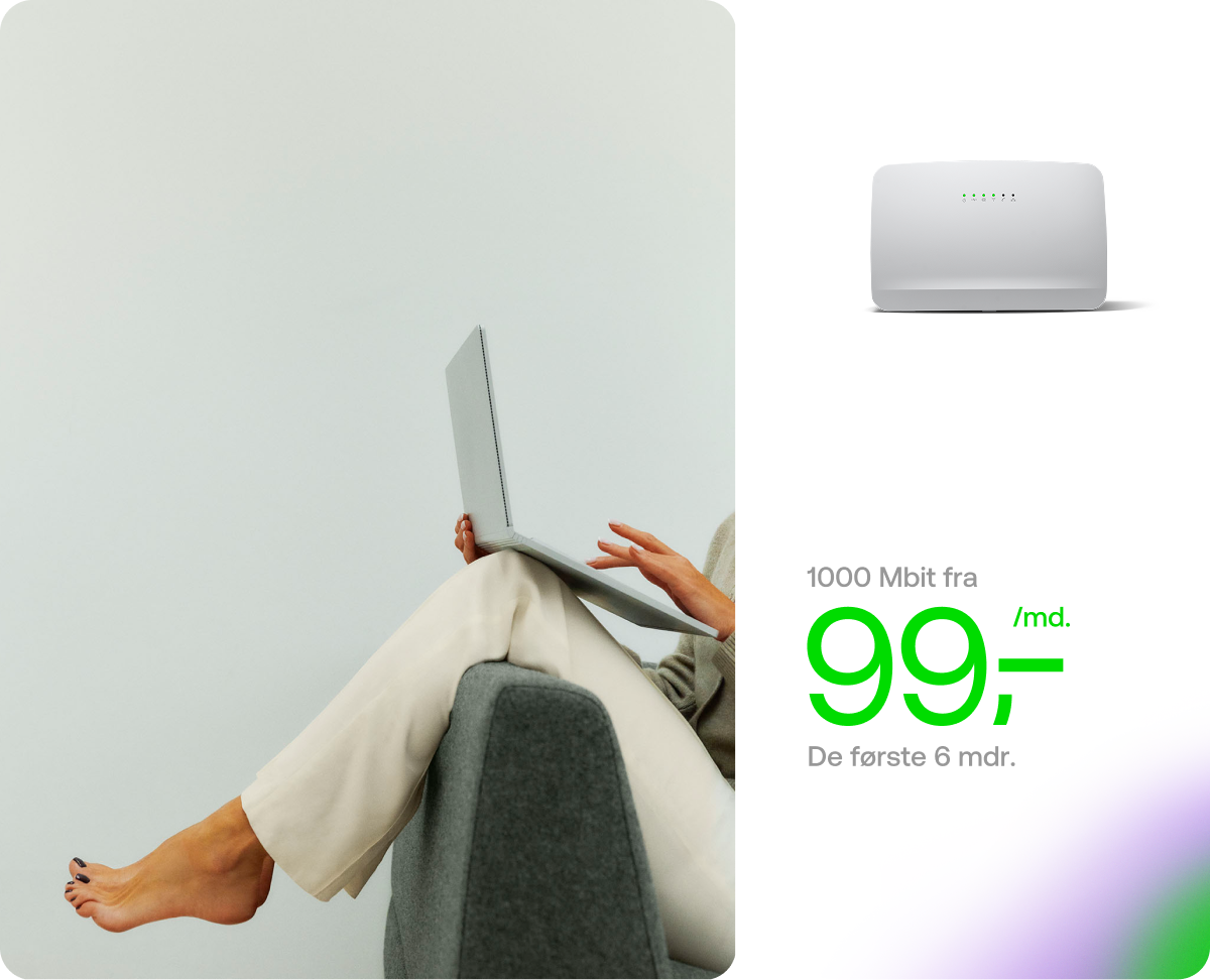 1000 Mbit fra 99 kr./md. de første 6 mdr.