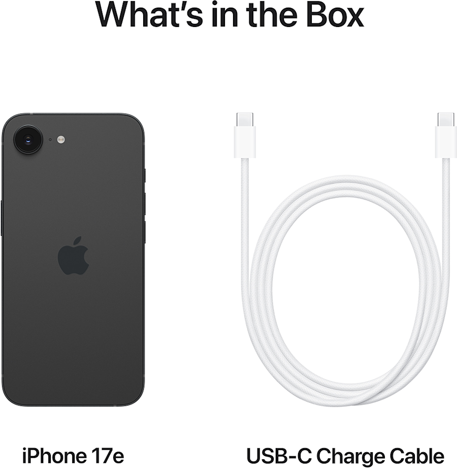 What's in the box: iPhone 17e og USB-C charge cable