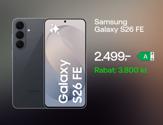 Få Samsung Galaxy S26 FE til 2.499 kr. Rabat 3.800 kr.