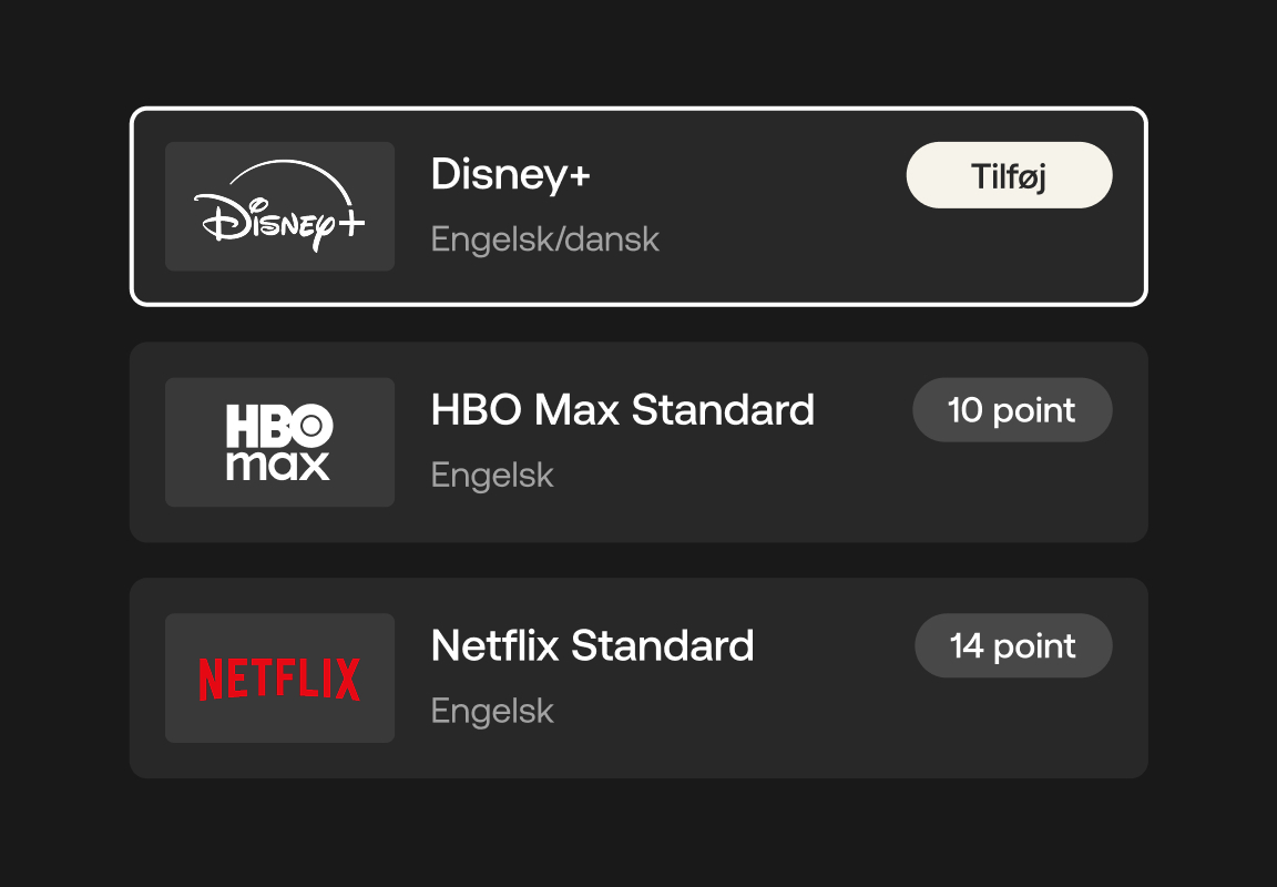 Skift nemt kanaler og streamingtjenester i dit abonnement