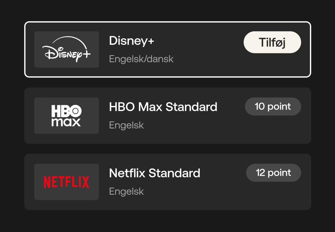 Skift nemt kanaler og streamingtjenester i dit abonnement