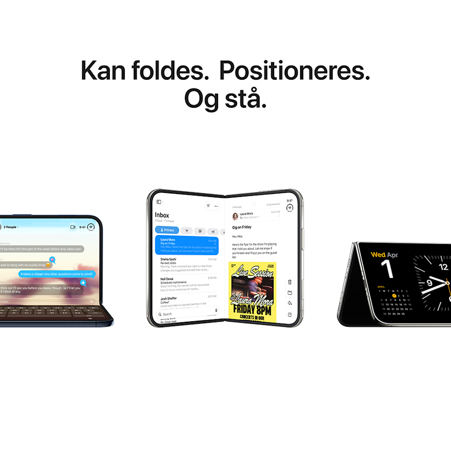 Kan foldes. Positioneres. Og stå.