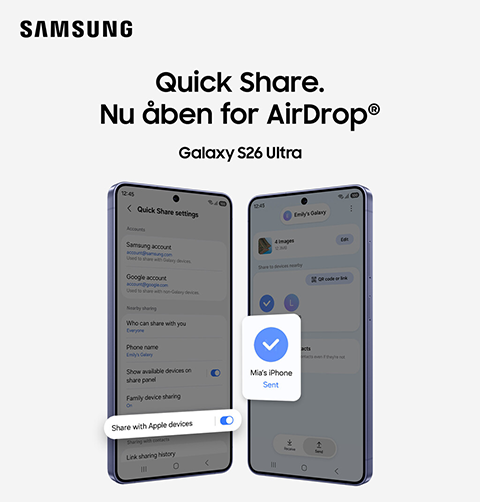 Samsung S26 understøtter AirDrop nu