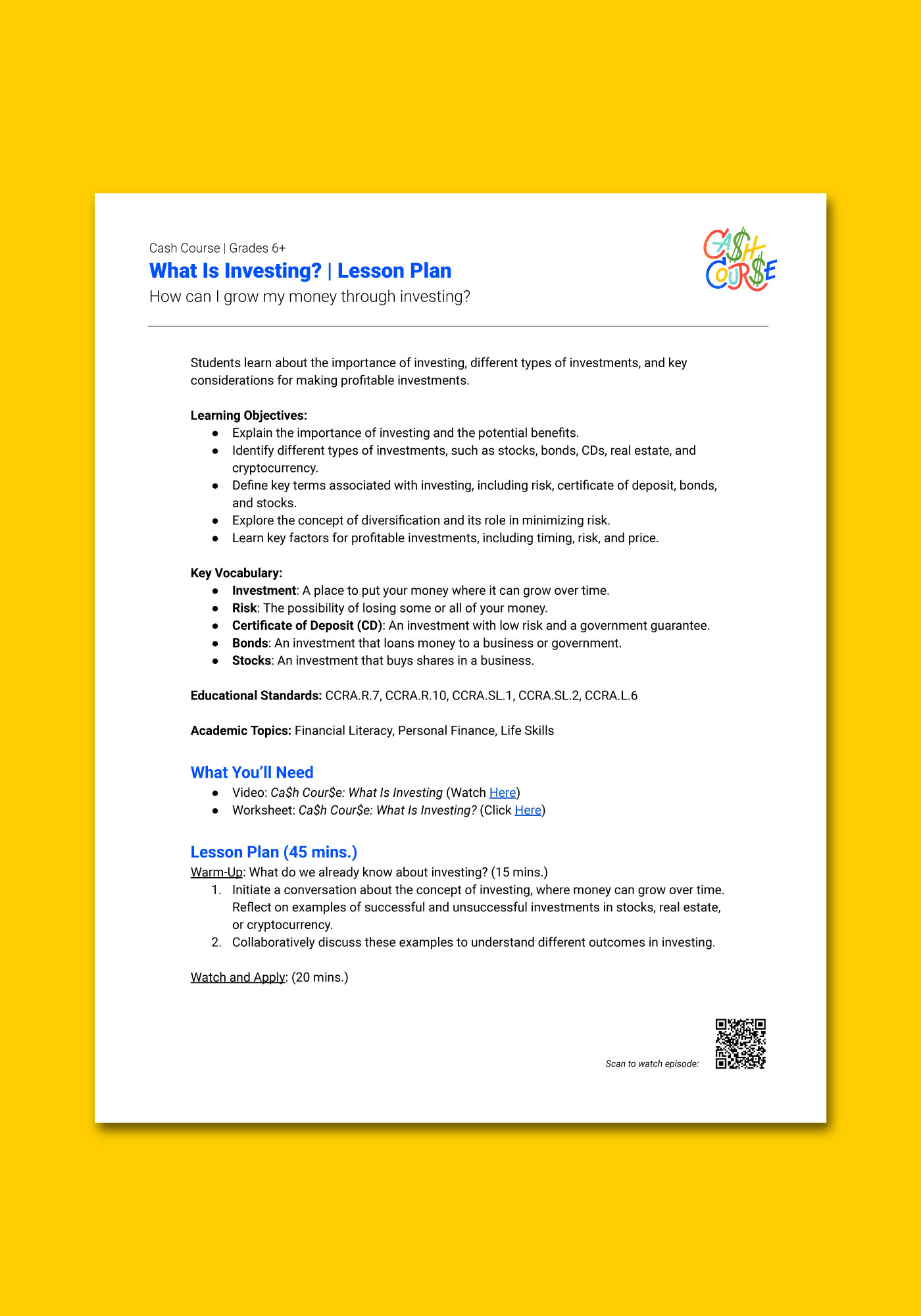 Cash Course: What Is Investing?