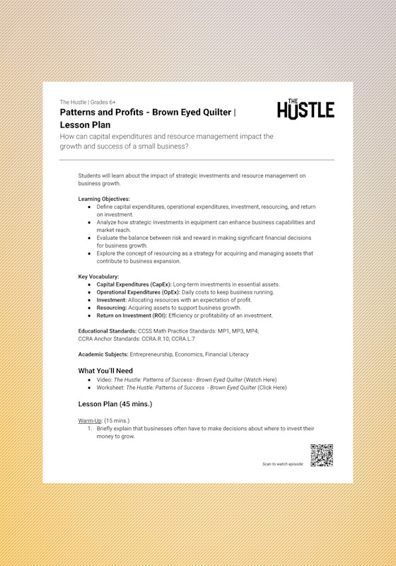 The Hustle Patterns And Profits Brown Eyed Quilter Lesson Plan