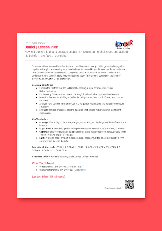 "Leo & Layla: Daniel" Lesson Plan | PragerU