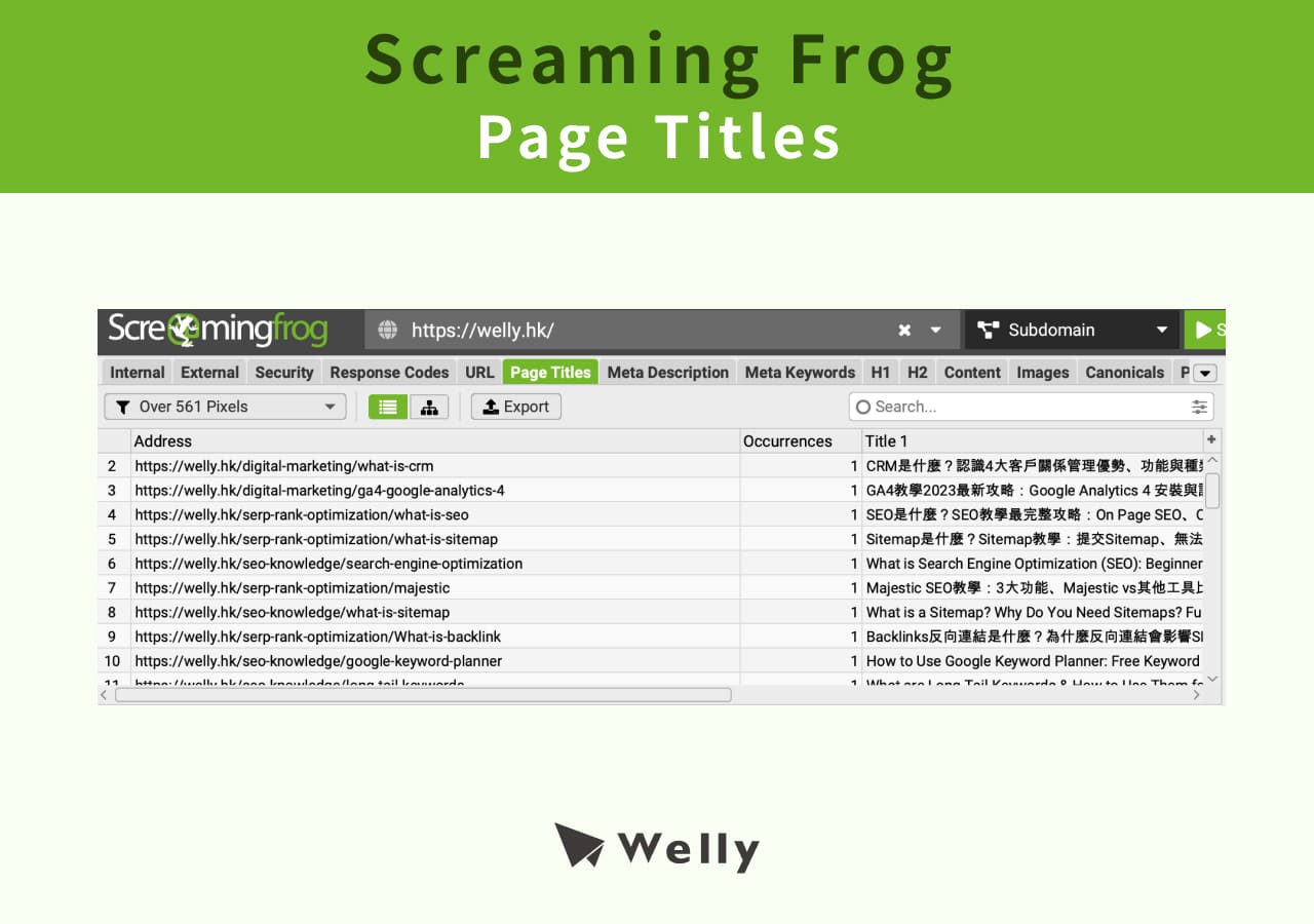 Screaming Frog Page Titles