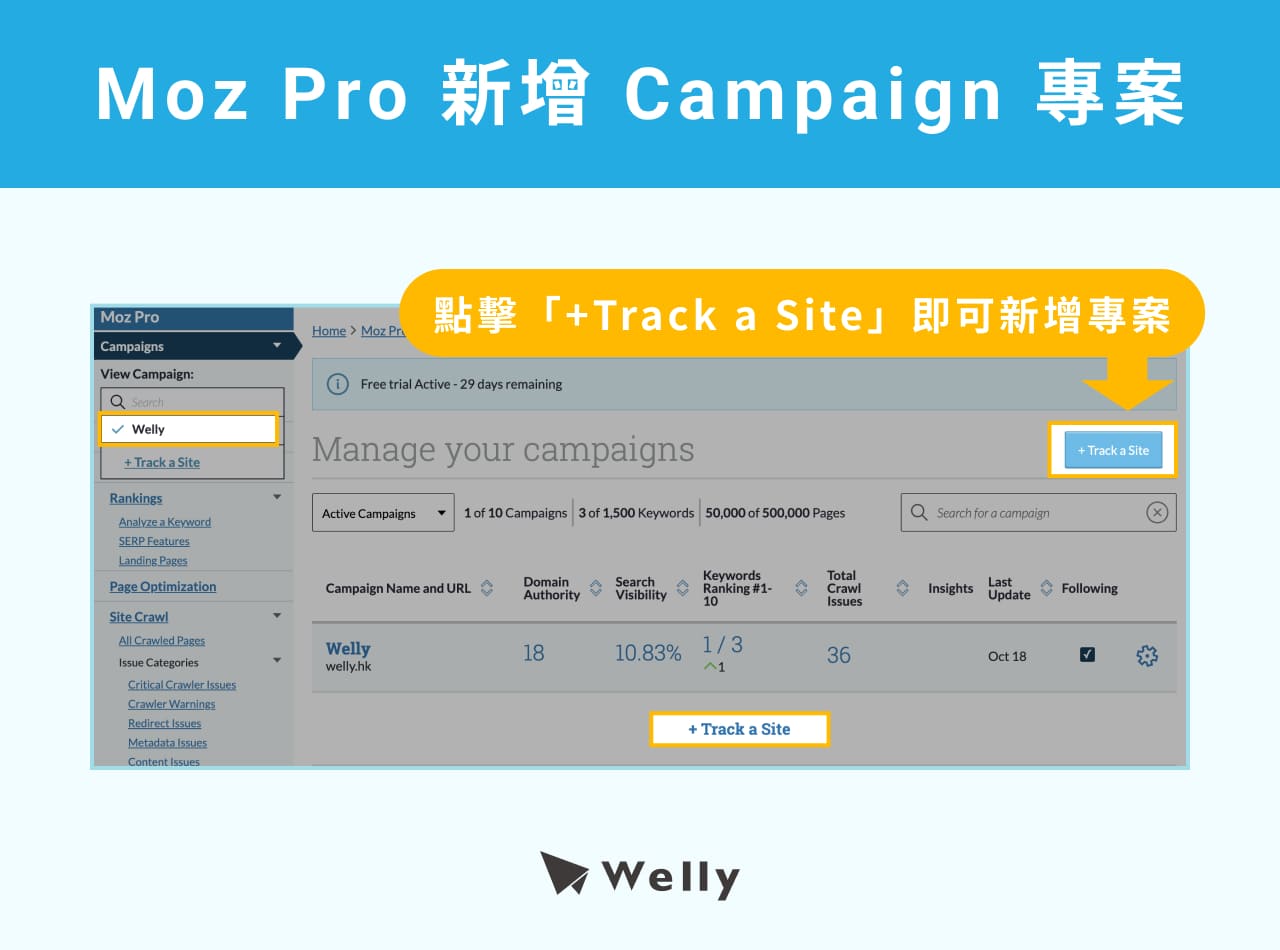 Moz Pro新增專案（Campaign）