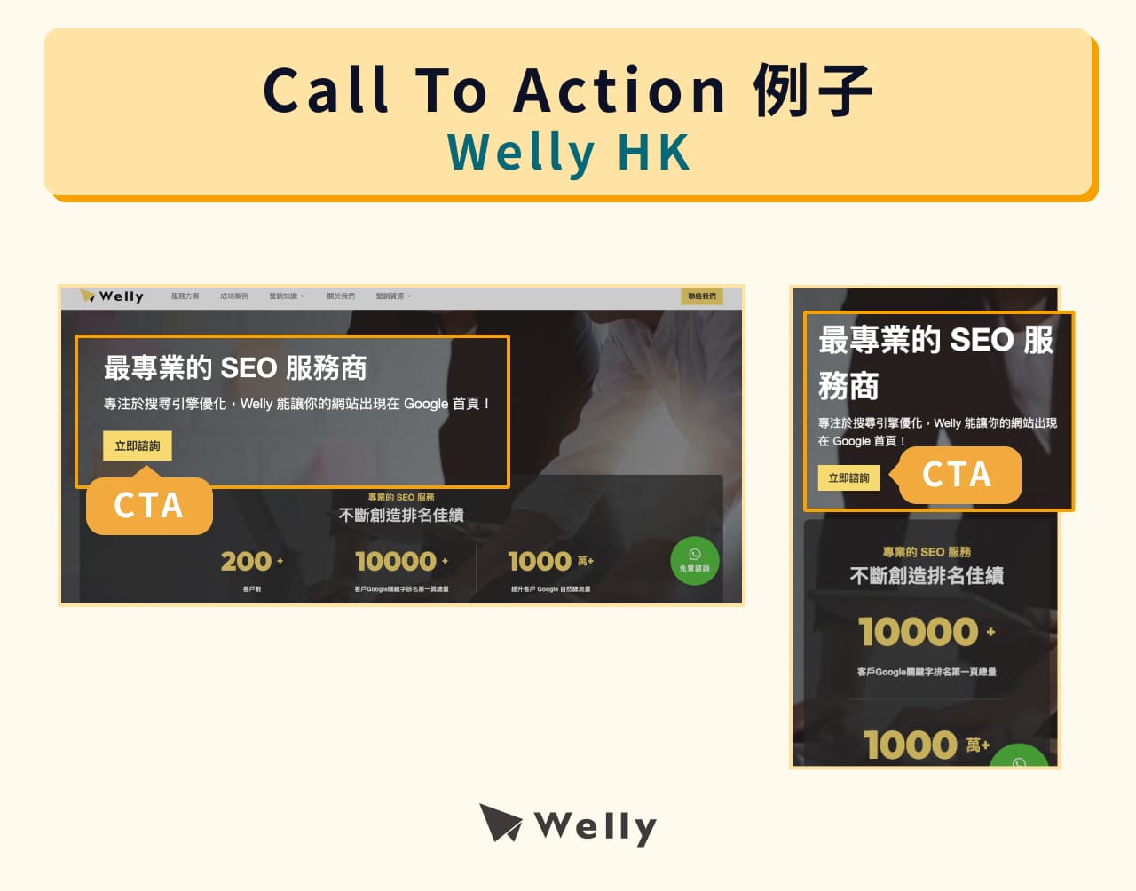 好的Call To Action例子－Welly HK