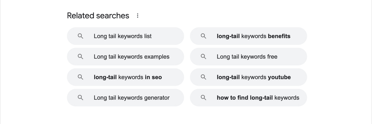 Google's Related Searches for Long-Tail Keywords