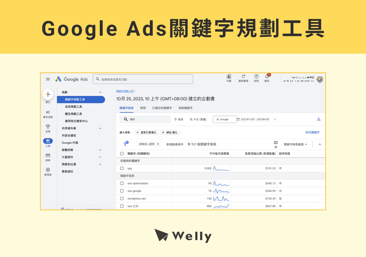 Google Ads關鍵字規劃工具