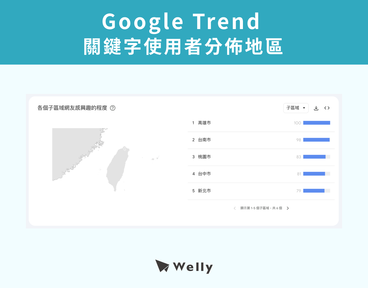 Google Trend 關鍵字使用者分布地區