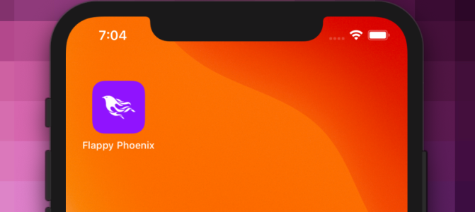 Screenshot of Flappy Phoenix app on an iPhone