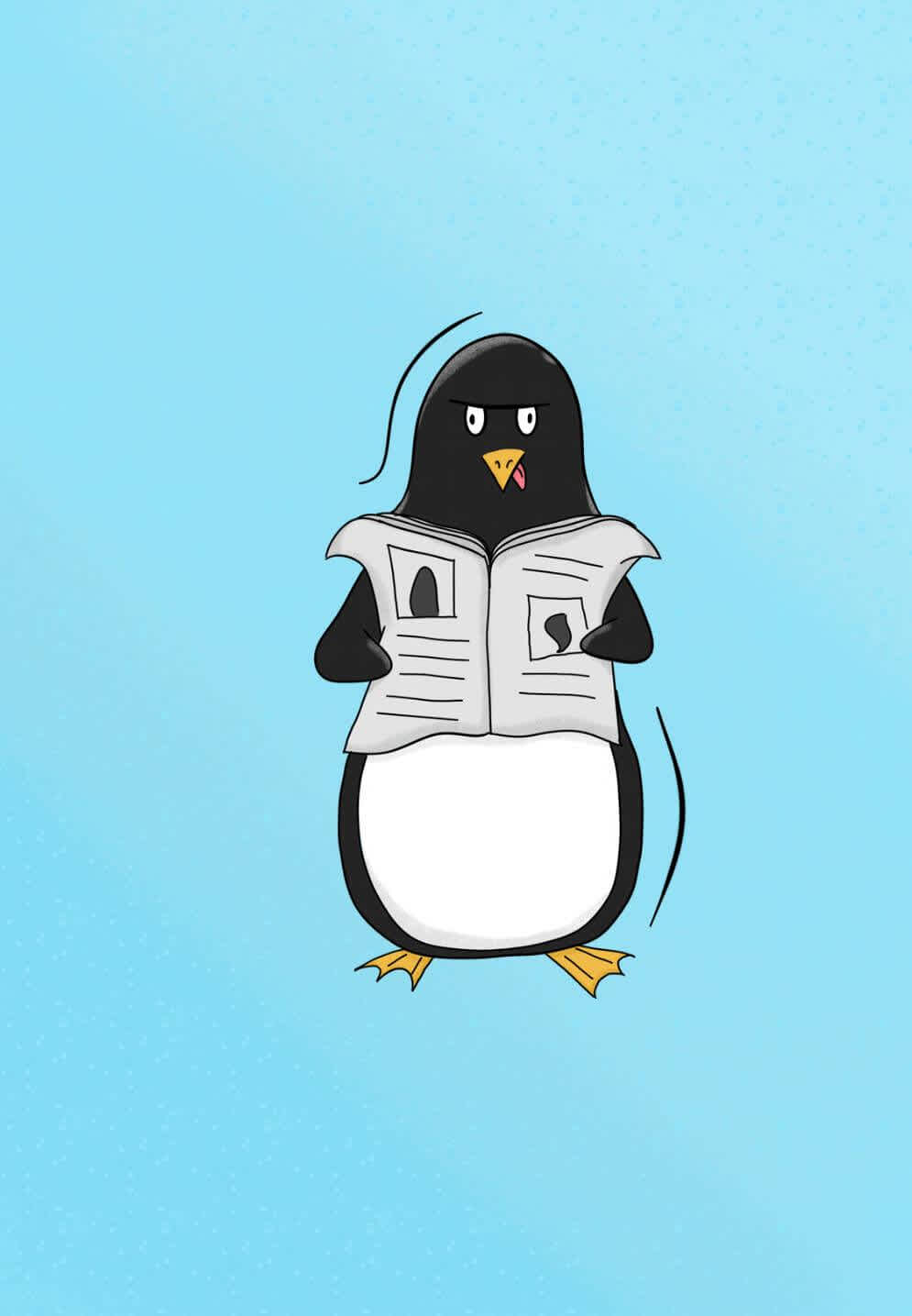 Penguin reading a paper