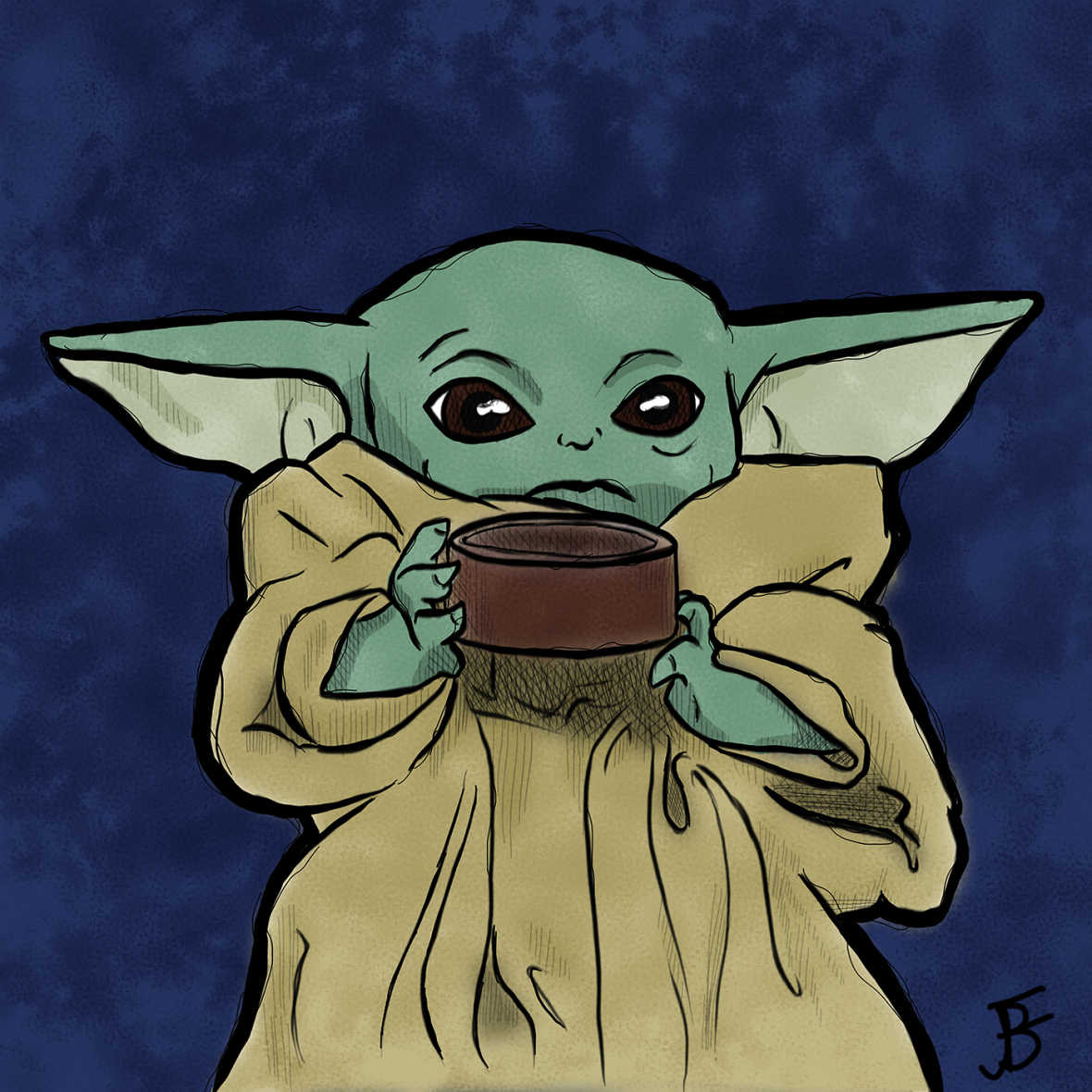 Baby Yoda Drinking
