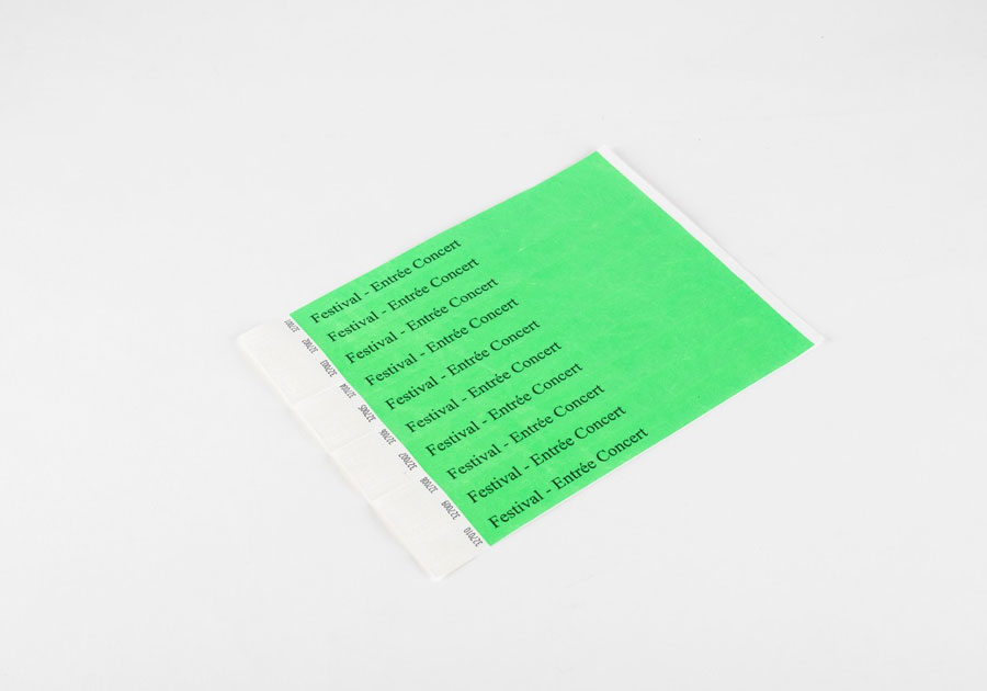 Bracelet de contrôle papier vert