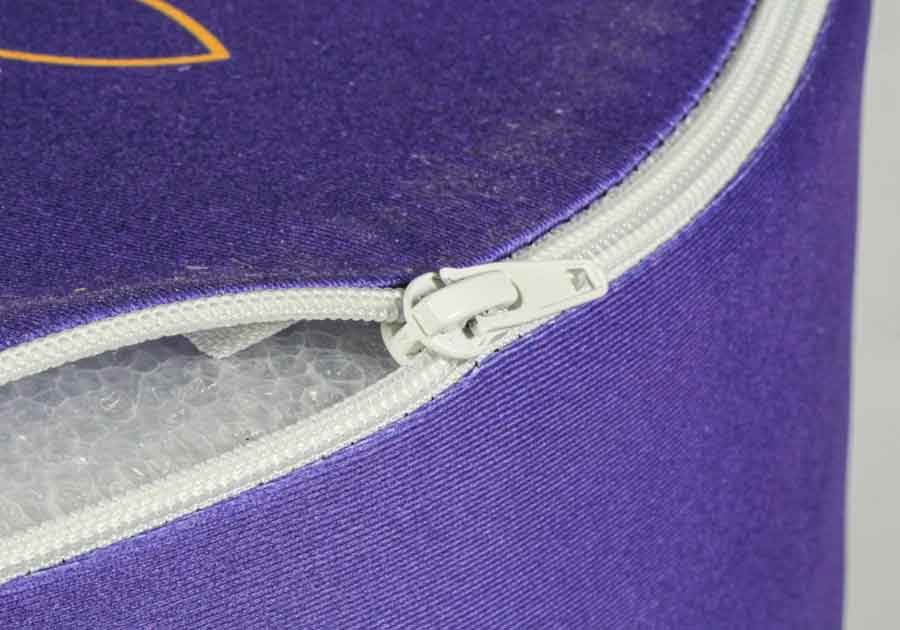 Pouf cylindrique tissu - detail zip