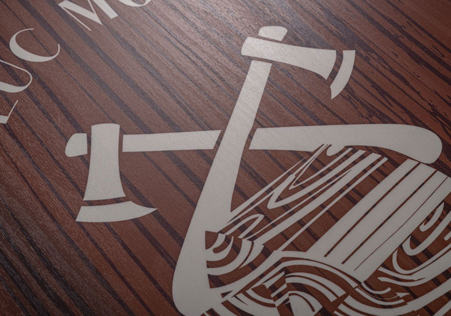 Panel de señalización interior con revestimiento de textura de madera