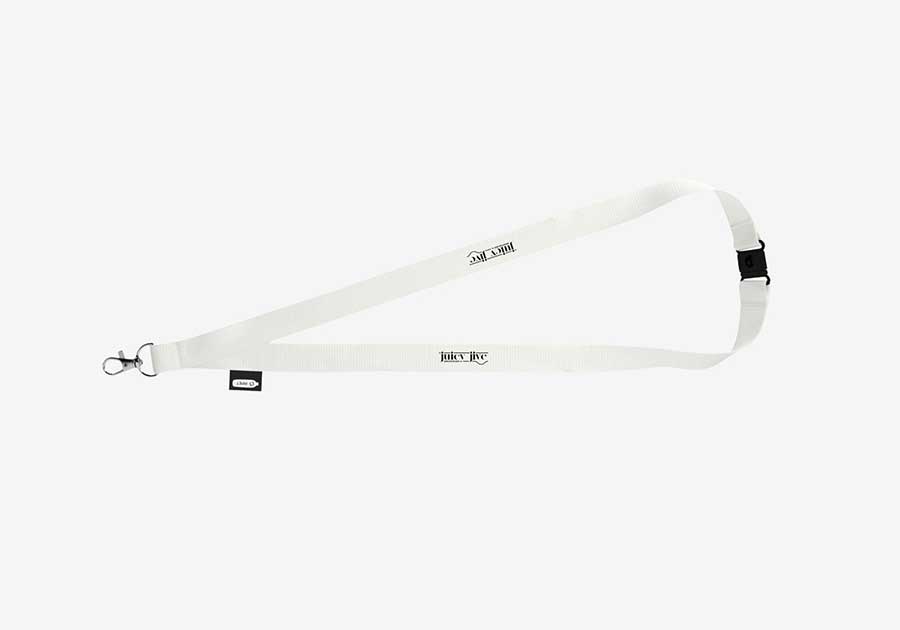 Lanyard de rPET con cierre de seguridad Tom - Blanco