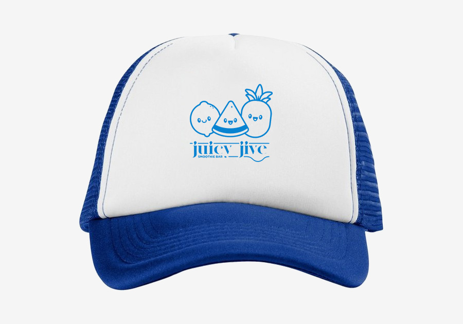 Casquette 5 panneaux unicolore Trucker bleu royal / blanc