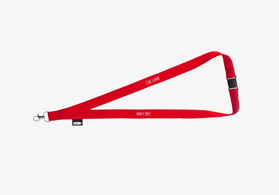 Lanyard de rPET con cierre de seguridad Tom - Rojo