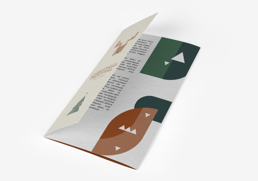 Folleto A4 con 2 pliegues offset enrollado 250 g bordes navideños tradicionales