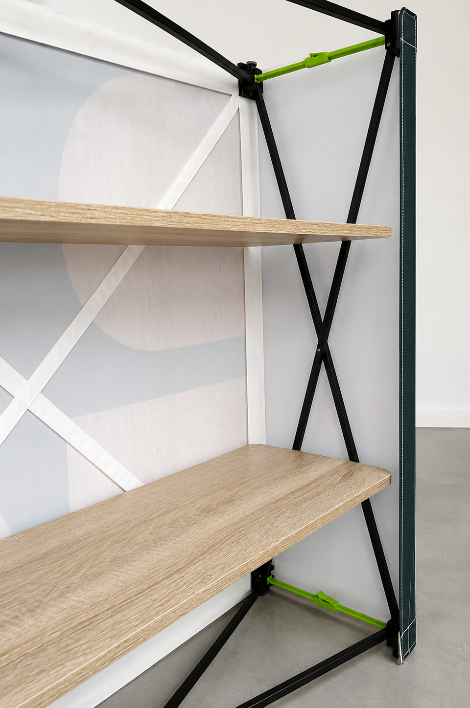 Comptoir tissu haut de gamme - étagère en bois