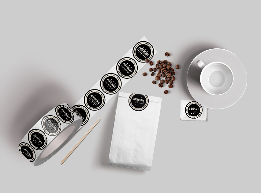 Pegatinas en bobina café Artisan
