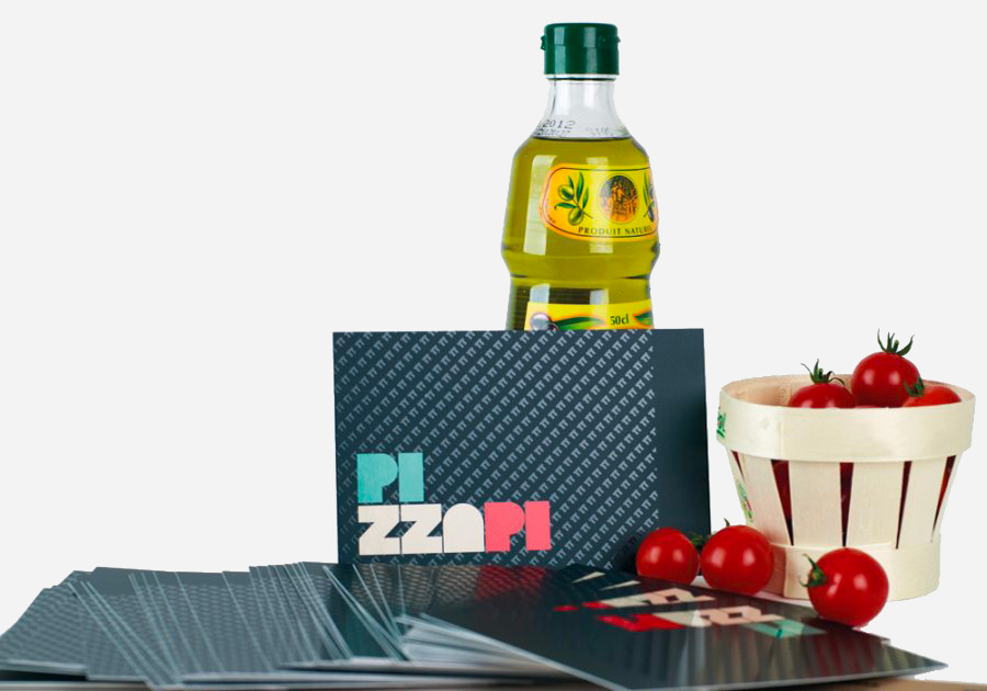Folleto acabados especiales barniz selectivo pizzapi personalizada
