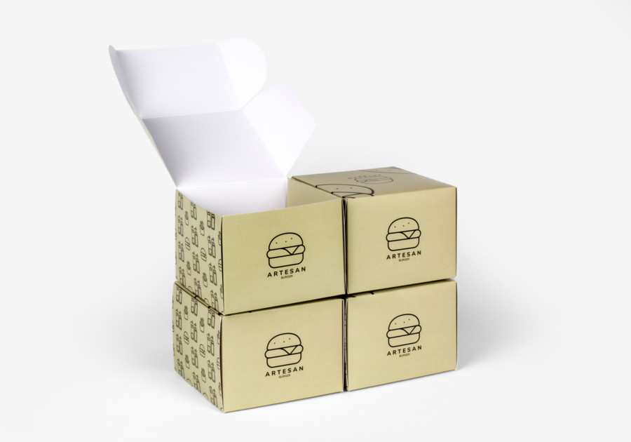 Caja de comida cuadrada con solapa