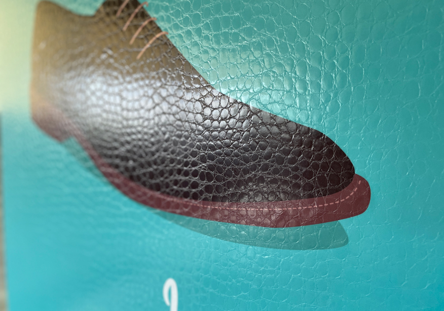 Adhesivo con textura de cocodrilo ligeramente curvado en 2D