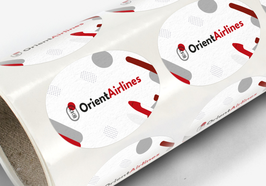Pegatina en bobina colocación manual en Papel sin estucar permanente - Orient Airlines