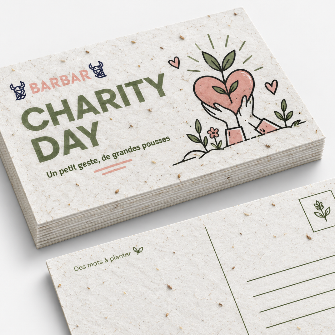 Tarjeta Postal de papel reciclado de 100 g con semillas y flores silvestres para el día de la caridad personalizada