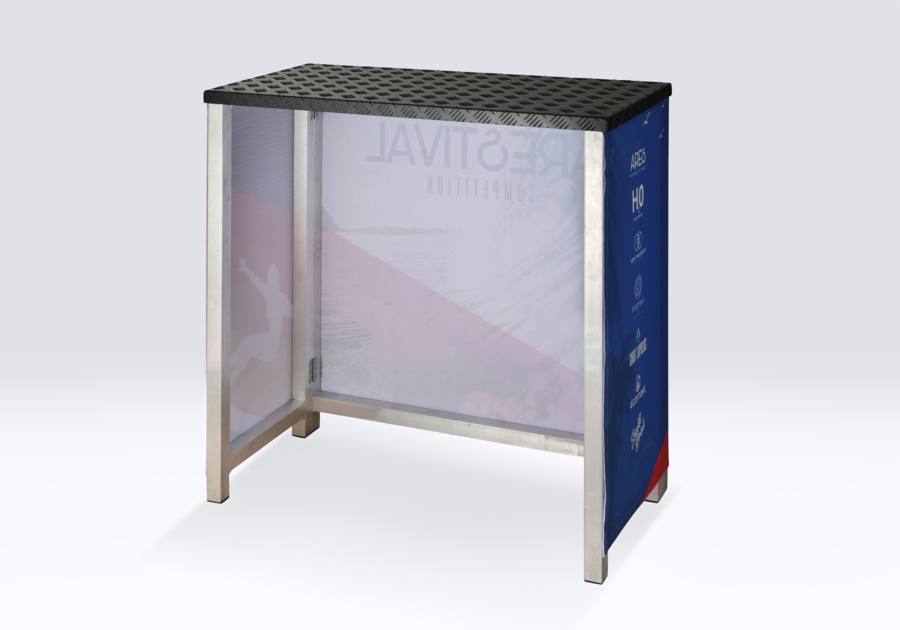 Comptoir extérieur - Structure cadre en aluminium (profilé de 4x4 cm) - vue de derrière