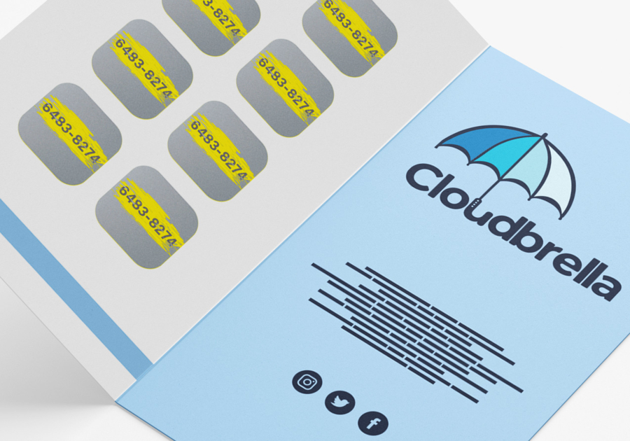 Tarjeta de invitación 82x128 2 solapas tinta para rascar Cloudbrella