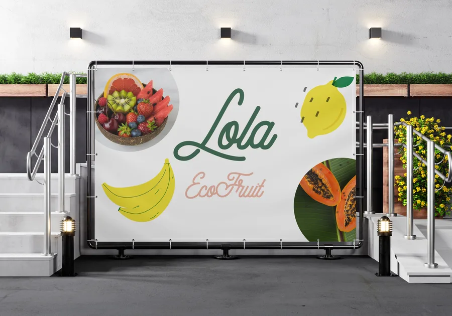 Lona publicitaria exterior de lola ecofruit