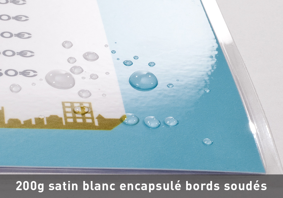Affiche extérieure format sur mesure 200g papier photo satin blanc