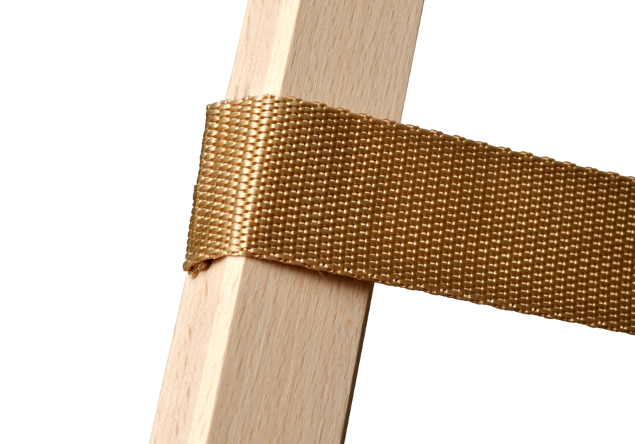 Présentoir de sol en bois avec chevalet sangle de maintien
