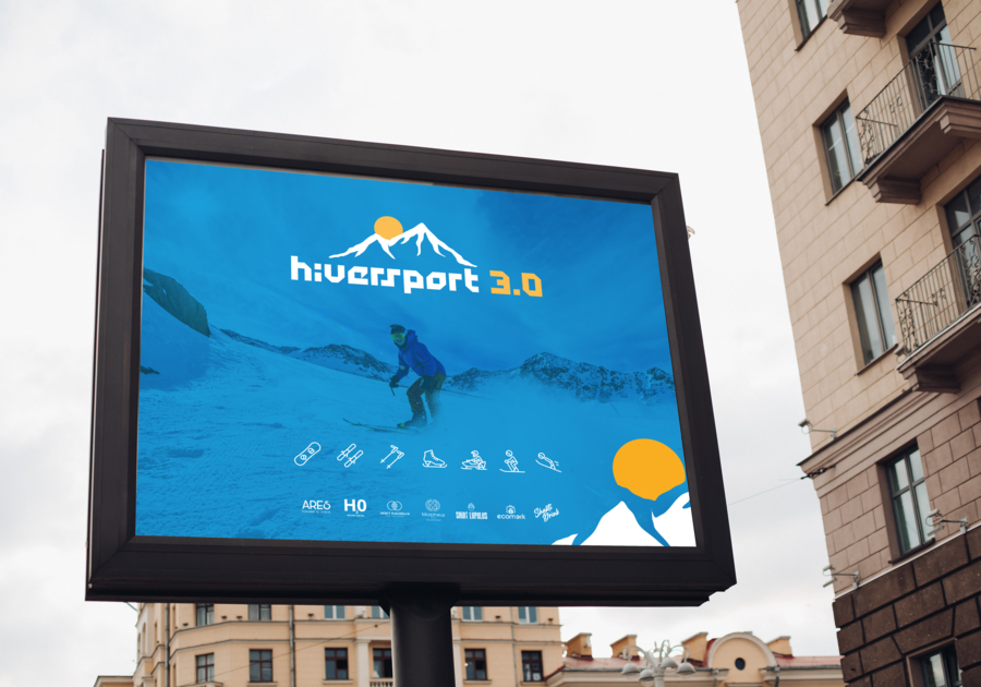 Póster de parada de autobús urbano, 240 x 160 cm, gran panel publicitario para deportes de invierno